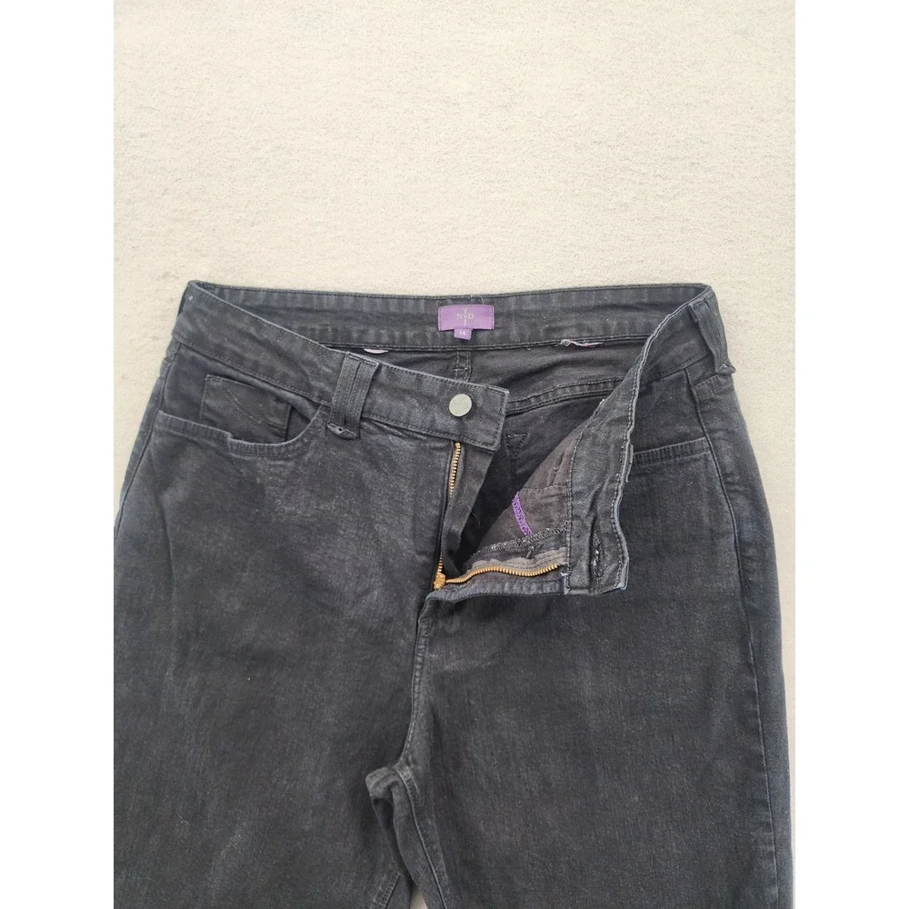 NYDJ Marilyn Straight‎ Leg Jeans Black Faded Stretch Denim Women's Size 14 Pants